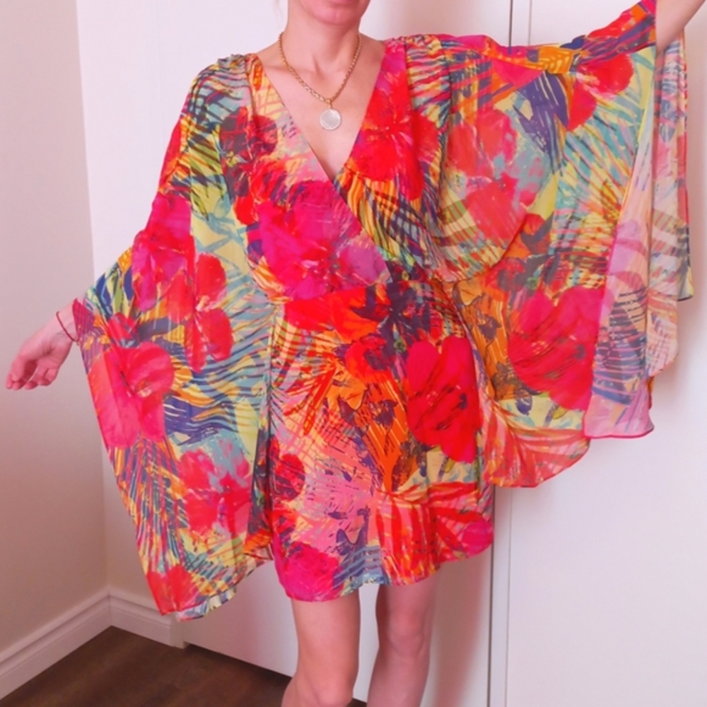 🌺Marciano Tropical Palm Leaves  dress XS